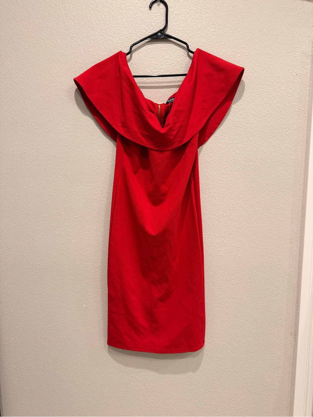 Red Cocktail Dress with Draped Neckline